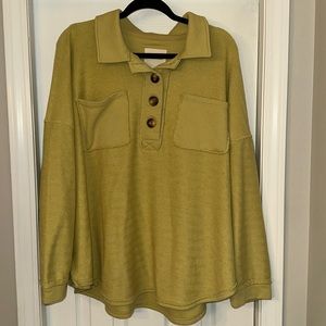 American Eagle Textured Henley Sweatshirt